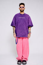 SAINTS & SINNERS — PURPLE ACID WASH OVERSIZED TEE