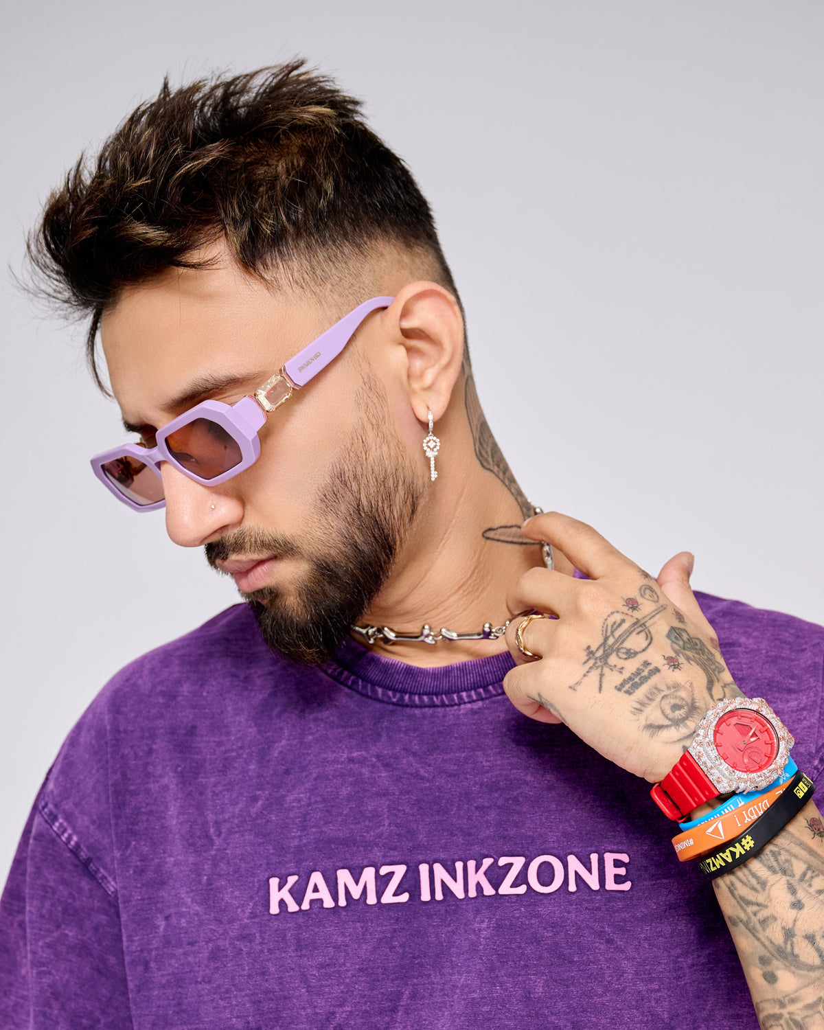 CORE IDENTITY — PURPLE ACID WASH OVERSIZED TEE