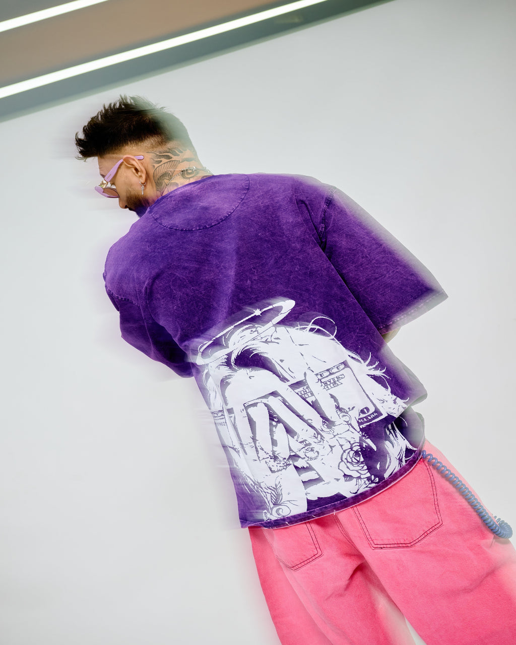 SAINTS & SINNERS — PURPLE ACID WASH OVERSIZED TEE