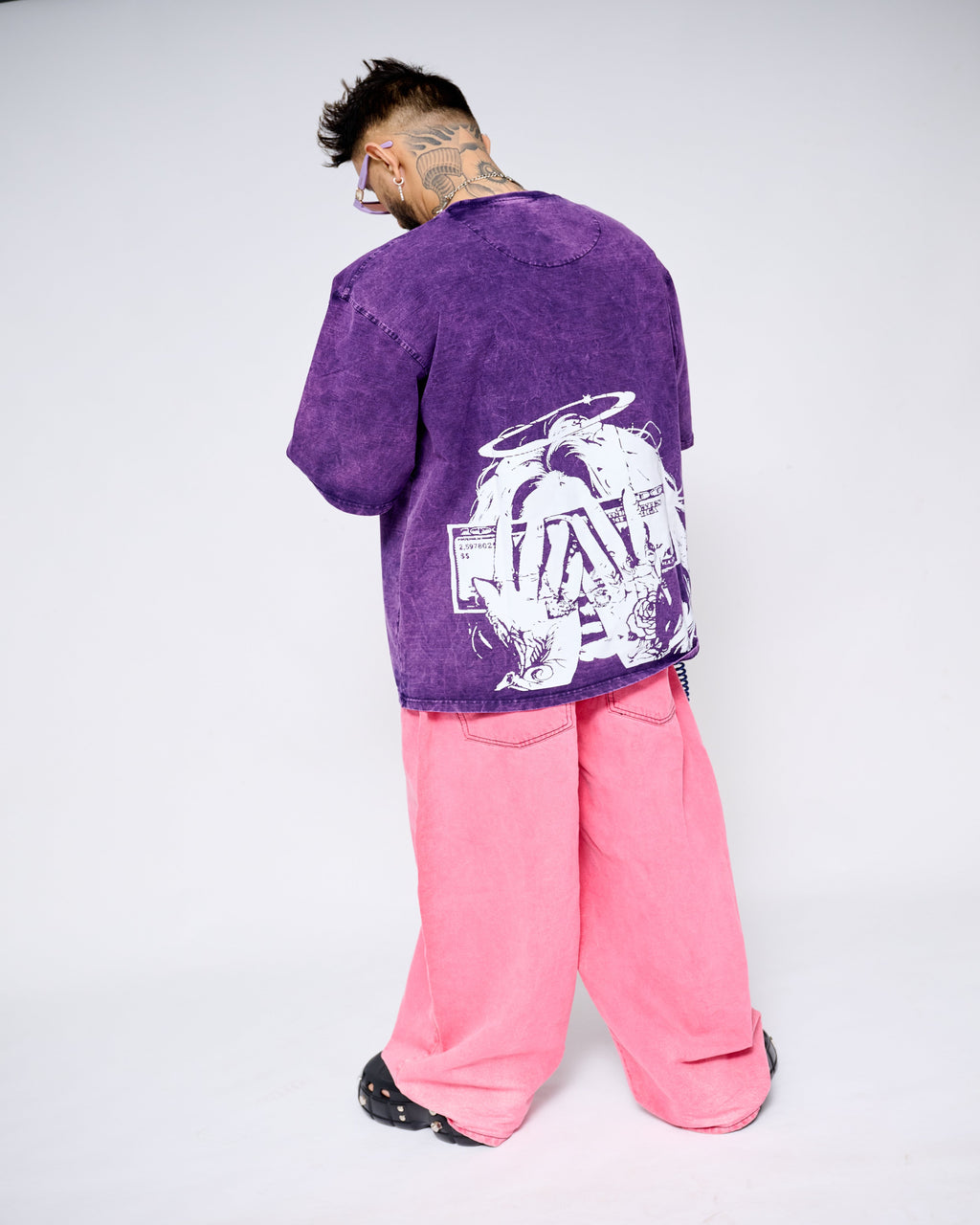 SAINTS & SINNERS — PURPLE ACID WASH OVERSIZED TEE
