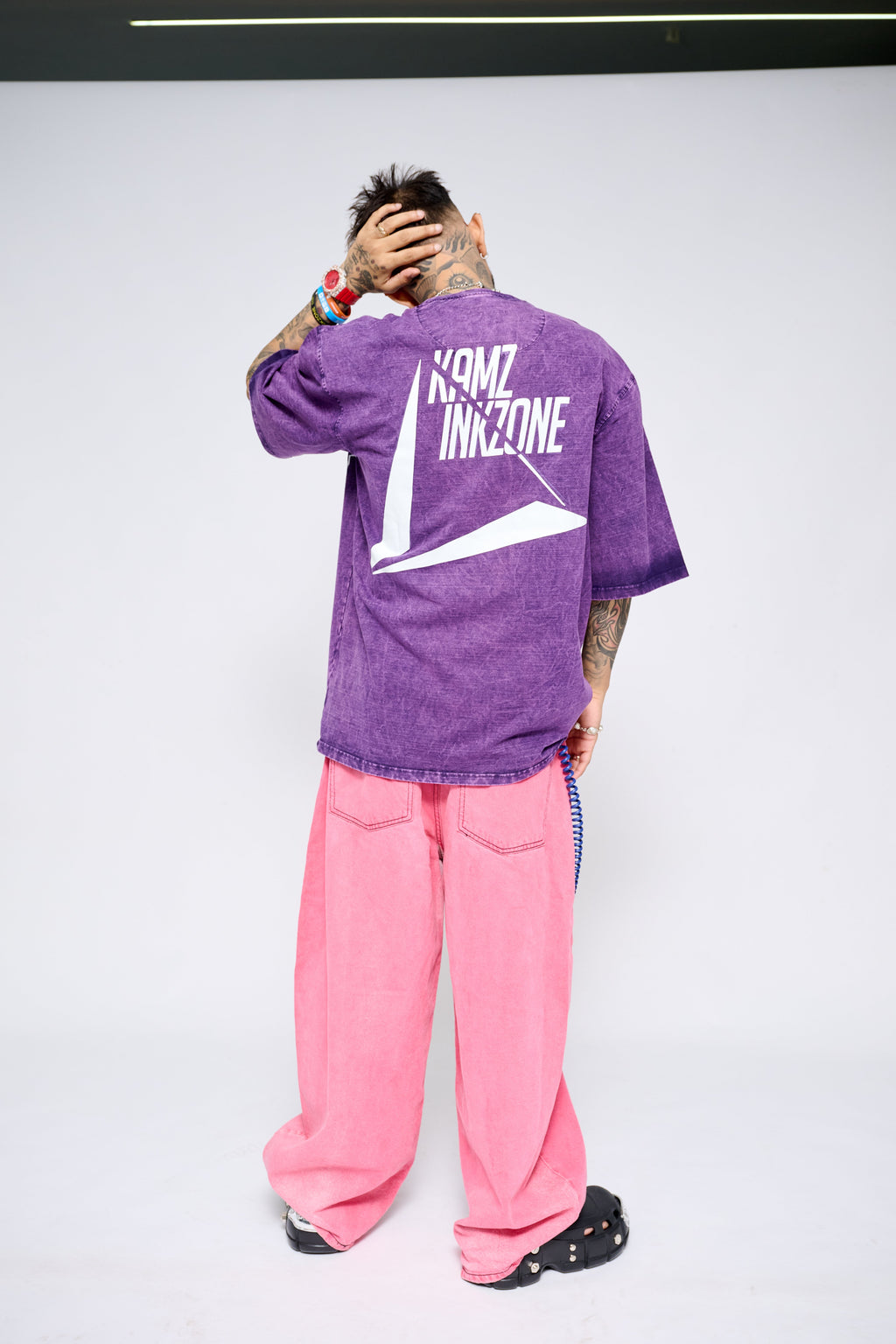 CORE IDENTITY — PURPLE ACID WASH OVERSIZED TEE