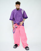 FOREVER — PURPLE ACID WASH OVERSIZED TEE