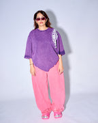 FOREVER — PURPLE ACID WASH OVERSIZED TEE