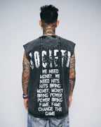 MONEY POWER FAME — WASHED BLACK OVERSIZED TANK
