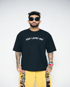 GOD LOVES ME — BLACK OVERSIZED TEE