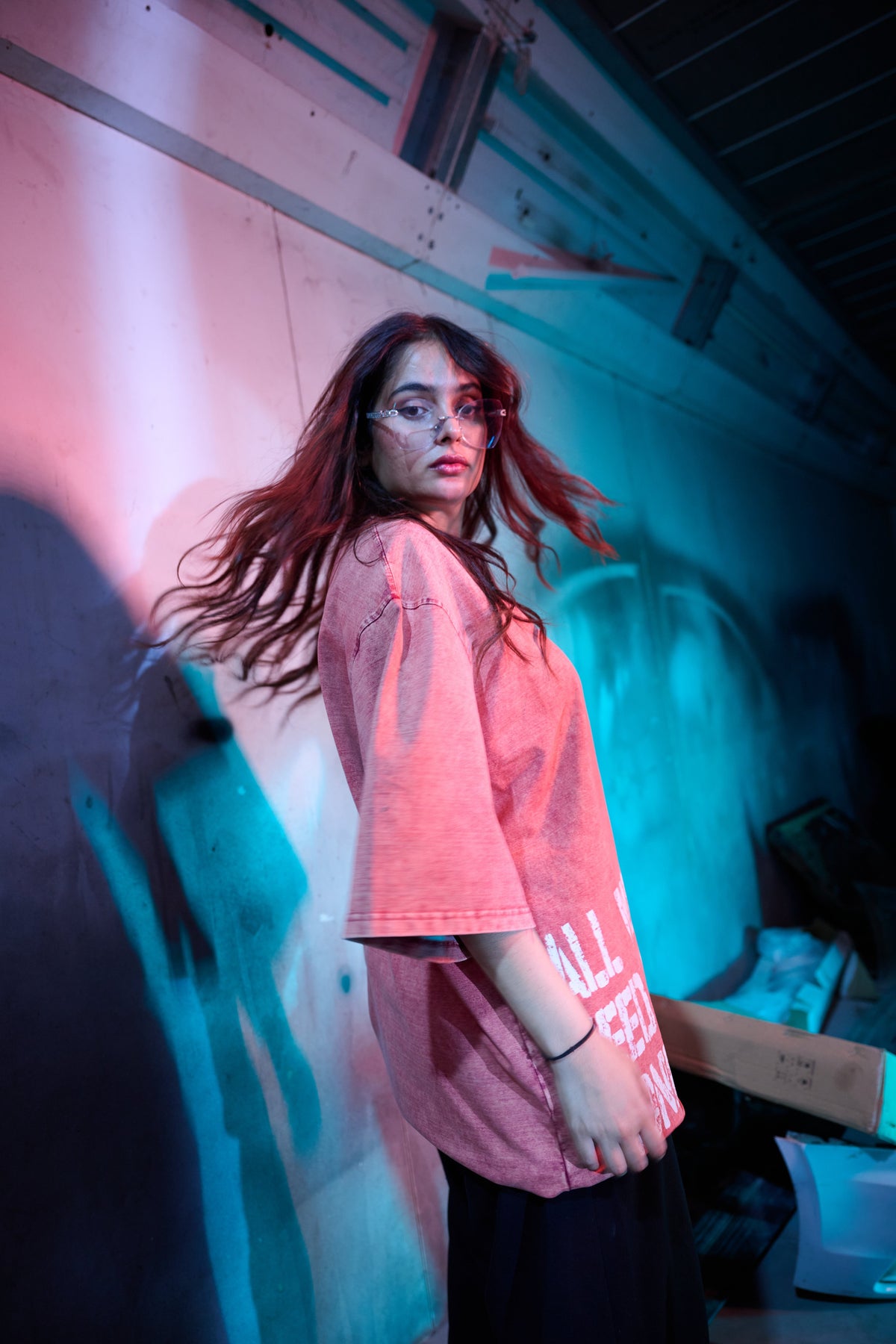 ALL WE NEED IS MONEY — WASHED CORAL OVERSIZED TEE