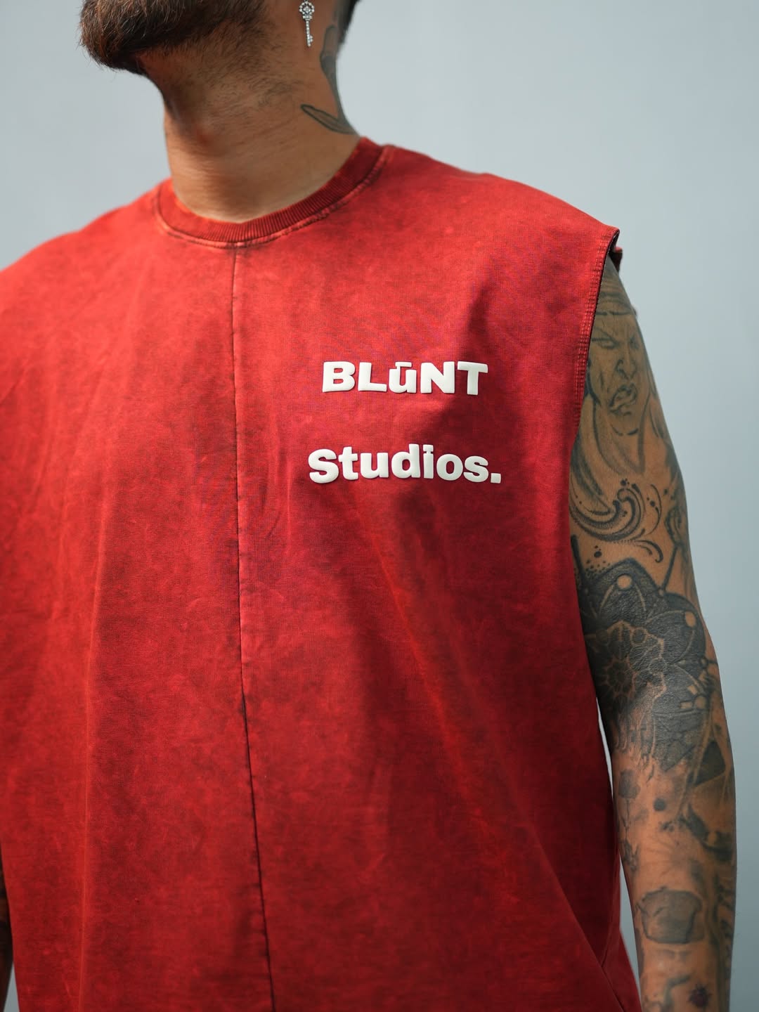 CATCH SOME WAVES — Washed Red Oversized Tank