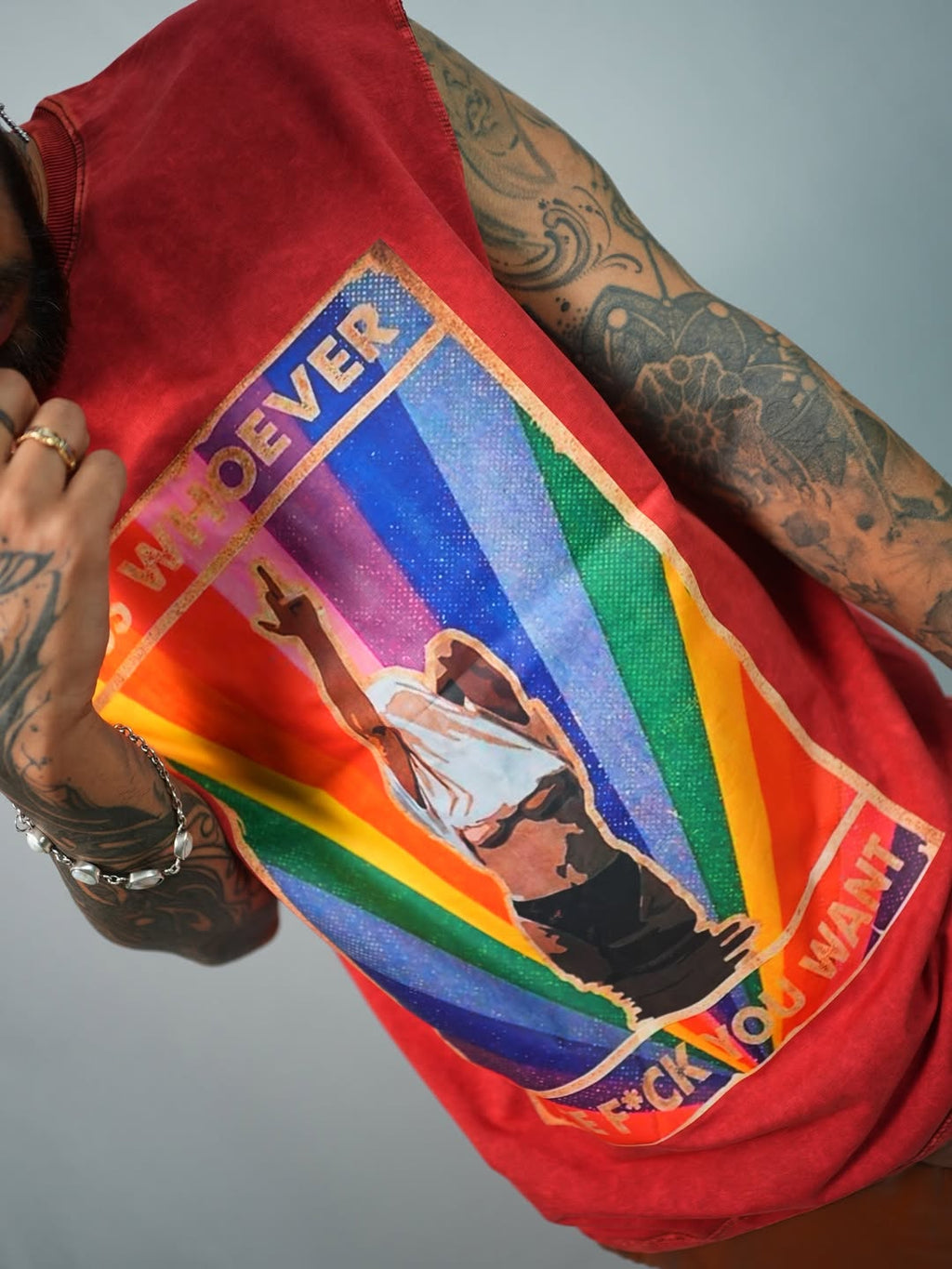 Red Alert Vintage Washed Oversized Tank